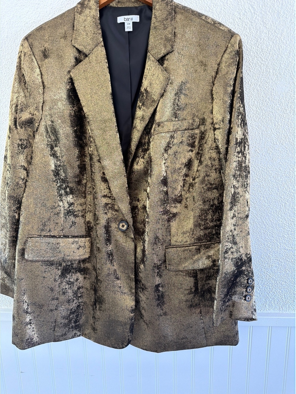 Bar III Women's Metallic Gold Blazer Size 22W